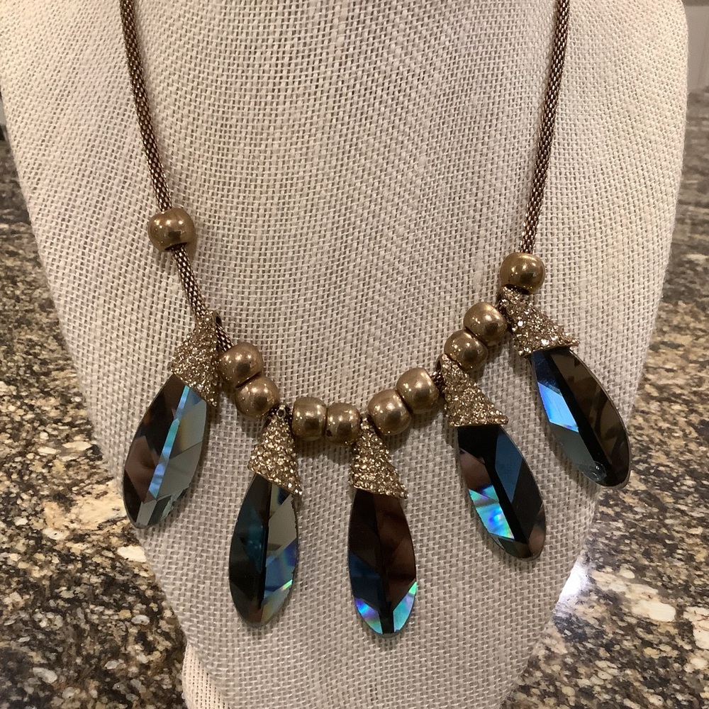 Unique Boho Necklace Reflective Costume Jewelry Gold Multi Colored